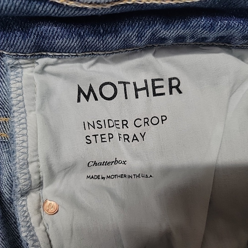 Mother Jeans Womens 31 Blue Insider Crop Step Fray Chatterbox Made In USA - Picture 5 of 11